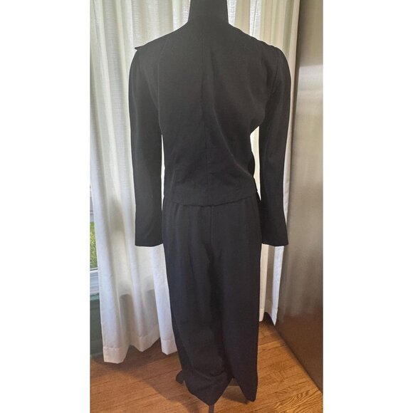 Vintage 1980s jumpsuit, black, pure wool, wide lapels, by Krizia Italy - Picture 5 of 10